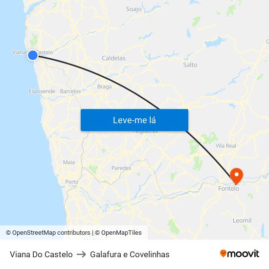 Viana Do Castelo to Galafura e Covelinhas map