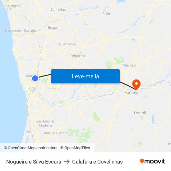 Nogueira e Silva Escura to Galafura e Covelinhas map