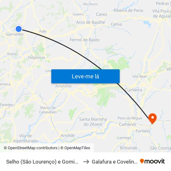 Selho (São Lourenço) e Gominhães to Galafura e Covelinhas map