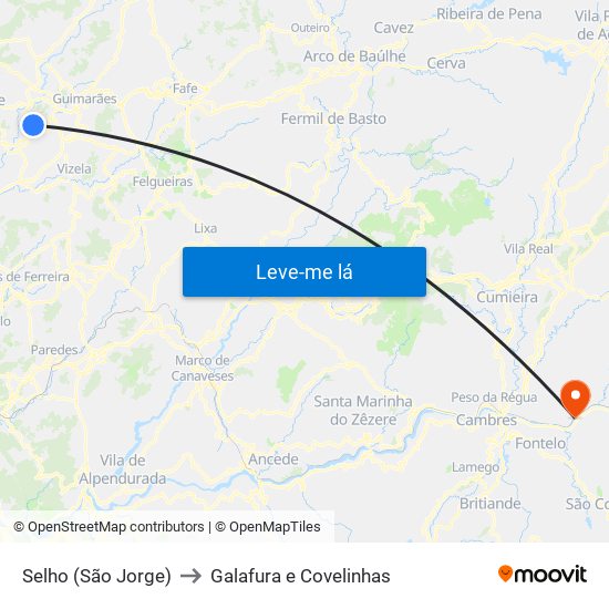 Selho (São Jorge) to Galafura e Covelinhas map