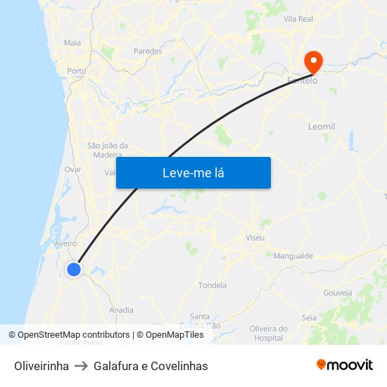 Oliveirinha to Galafura e Covelinhas map