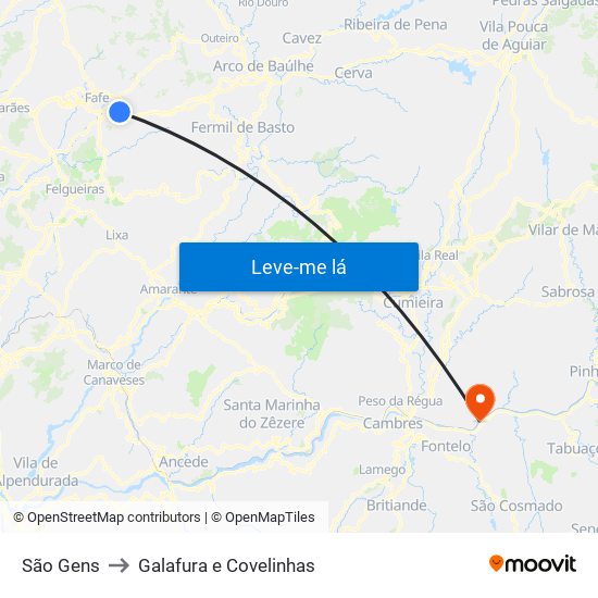 São Gens to Galafura e Covelinhas map