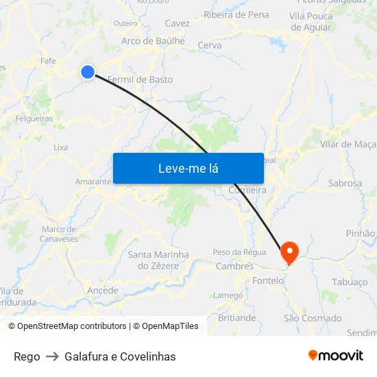 Rego to Galafura e Covelinhas map