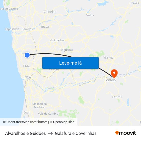 Alvarelhos e Guidões to Galafura e Covelinhas map