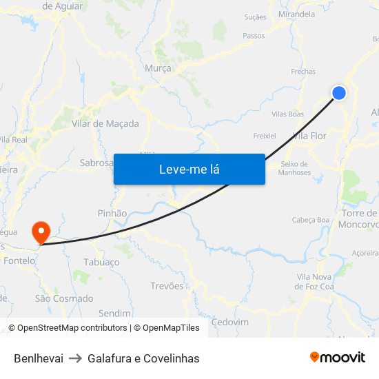 Benlhevai to Galafura e Covelinhas map