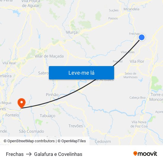 Frechas to Galafura e Covelinhas map