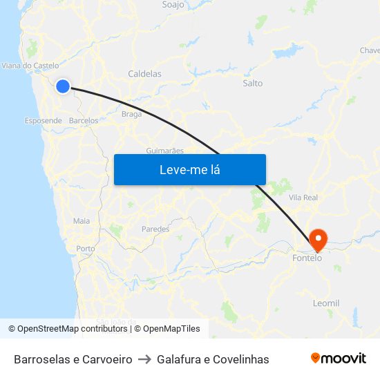 Barroselas e Carvoeiro to Galafura e Covelinhas map