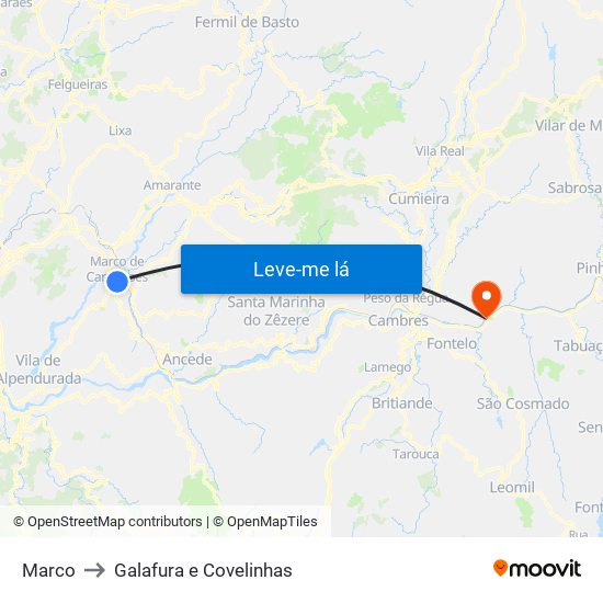 Marco to Galafura e Covelinhas map