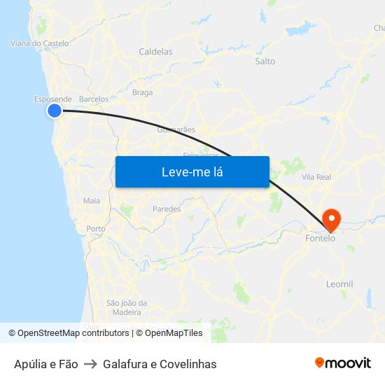 Apúlia e Fão to Galafura e Covelinhas map