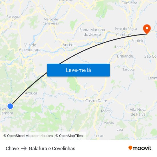 Chave to Galafura e Covelinhas map