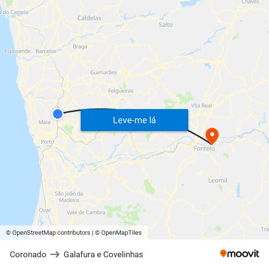 Coronado to Galafura e Covelinhas map