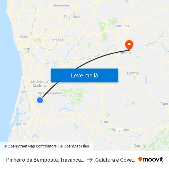 Pinheiro da Bemposta, Travanca e Palmaz to Galafura e Covelinhas map