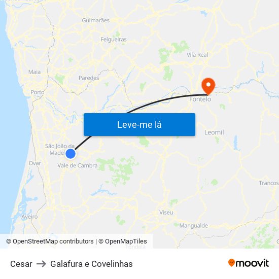 Cesar to Galafura e Covelinhas map