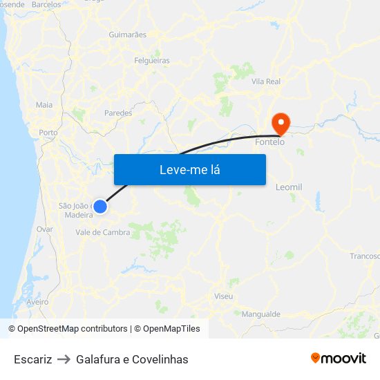 Escariz to Galafura e Covelinhas map