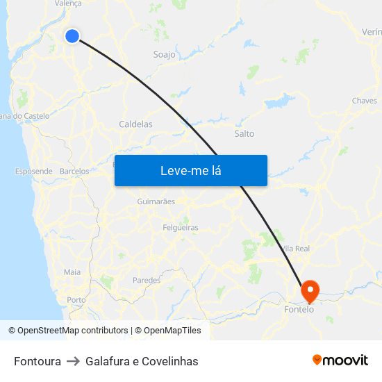Fontoura to Galafura e Covelinhas map