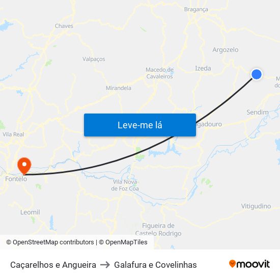 Caçarelhos e Angueira to Galafura e Covelinhas map