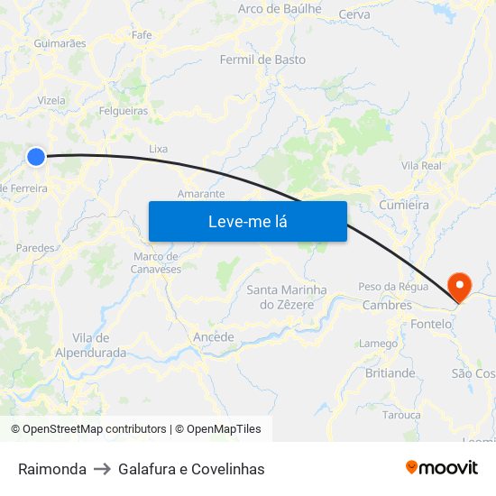 Raimonda to Galafura e Covelinhas map