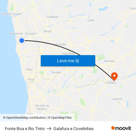 Fonte Boa e Rio Tinto to Galafura e Covelinhas map