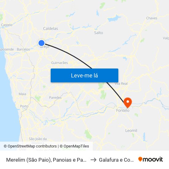 Merelim (São Paio), Panoias e Parada de Tibães to Galafura e Covelinhas map