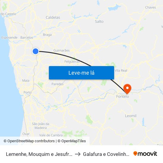 Lemenhe, Mouquim e Jesufrei to Galafura e Covelinhas map