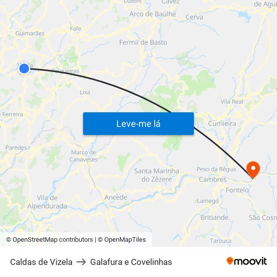 Caldas de Vizela to Galafura e Covelinhas map
