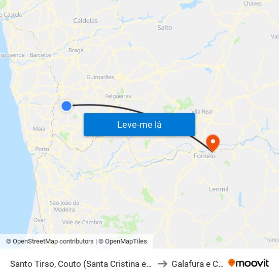 Santo Tirso, Couto (Santa Cristina e São Miguel) e Burgães to Galafura e Covelinhas map