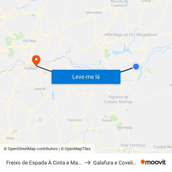 Freixo de Espada À Cinta e Mazouco to Galafura e Covelinhas map