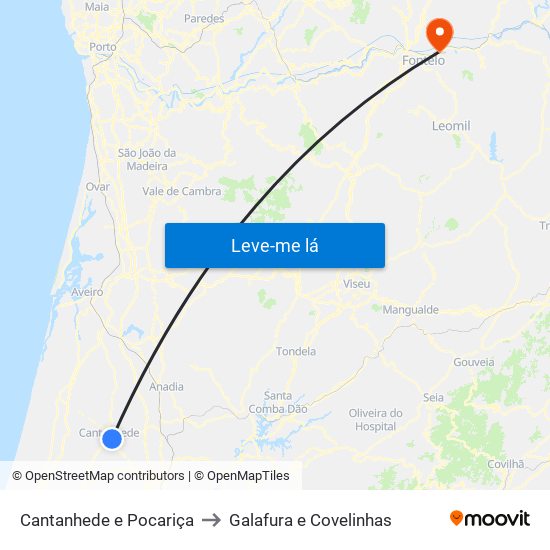 Cantanhede e Pocariça to Galafura e Covelinhas map