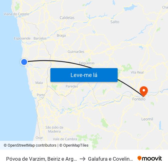 Póvoa de Varzim, Beiriz e Argivai to Galafura e Covelinhas map