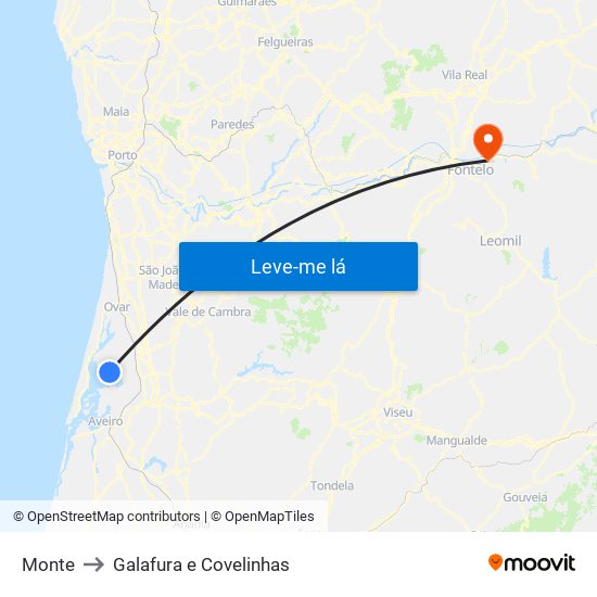 Monte to Galafura e Covelinhas map