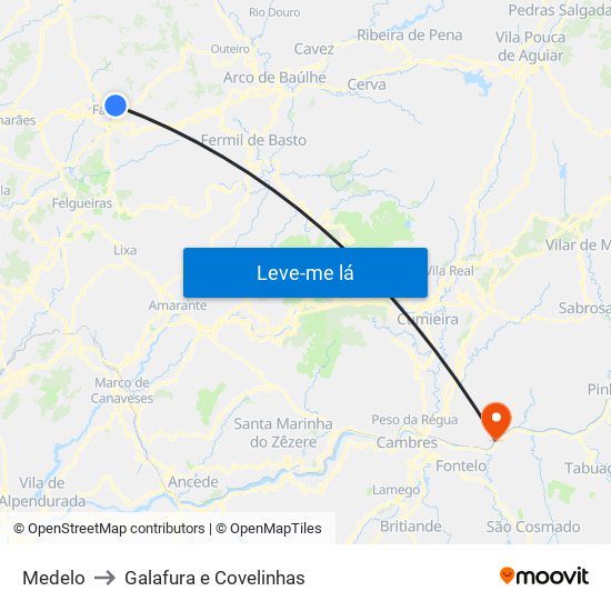 Medelo to Galafura e Covelinhas map