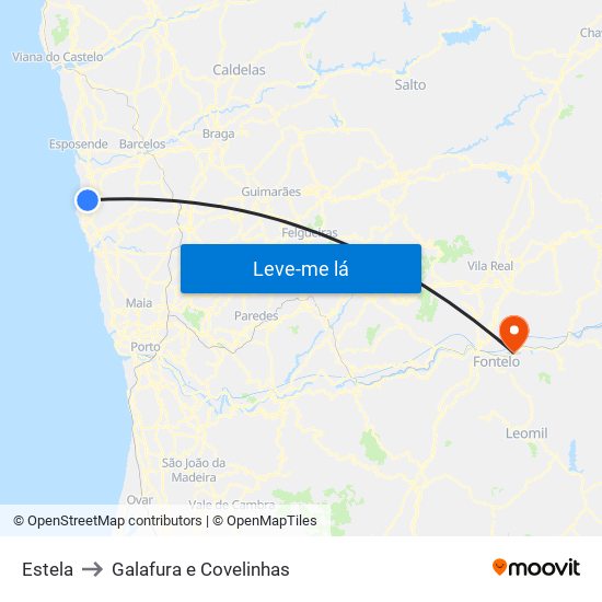 Estela to Galafura e Covelinhas map