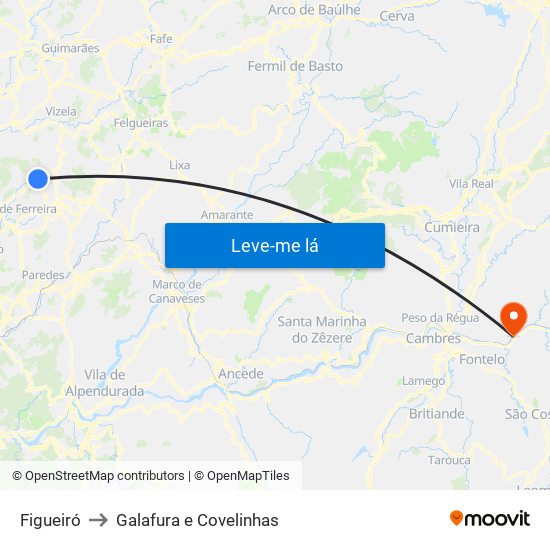 Figueiró to Galafura e Covelinhas map