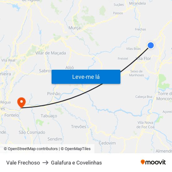 Vale Frechoso to Galafura e Covelinhas map
