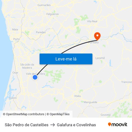 São Pedro de Castelões to Galafura e Covelinhas map