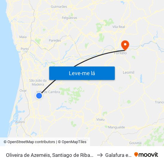 Oliveira de Azeméis, Santiago de Riba-Ul, Ul, Macinhata da Seixa e Madail to Galafura e Covelinhas map