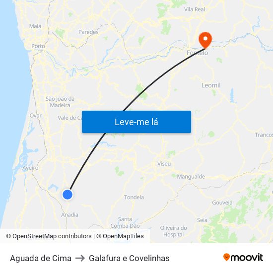 Aguada de Cima to Galafura e Covelinhas map