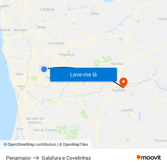 Penamaior to Galafura e Covelinhas map