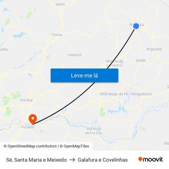 Sé, Santa Maria e Meixedo to Galafura e Covelinhas map