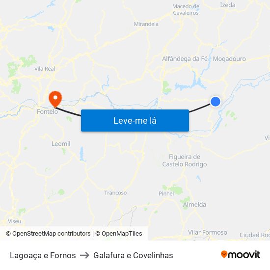 Lagoaça e Fornos to Galafura e Covelinhas map