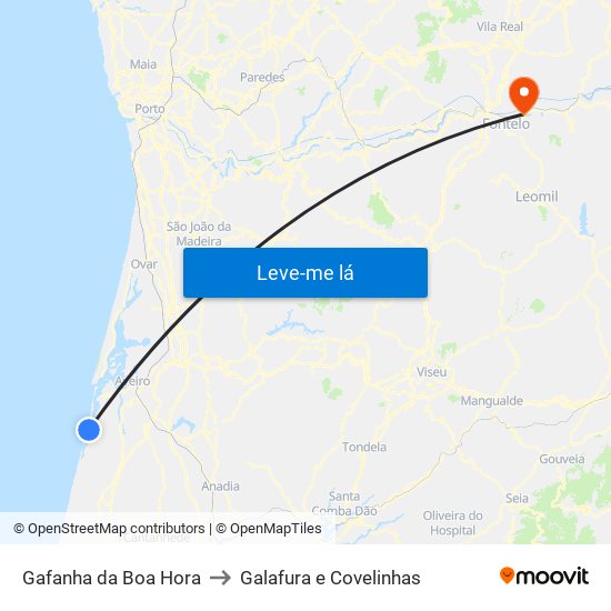 Gafanha da Boa Hora to Galafura e Covelinhas map