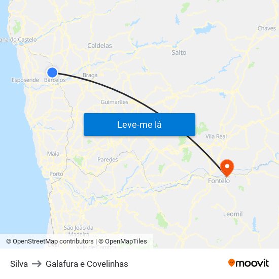 Silva to Galafura e Covelinhas map