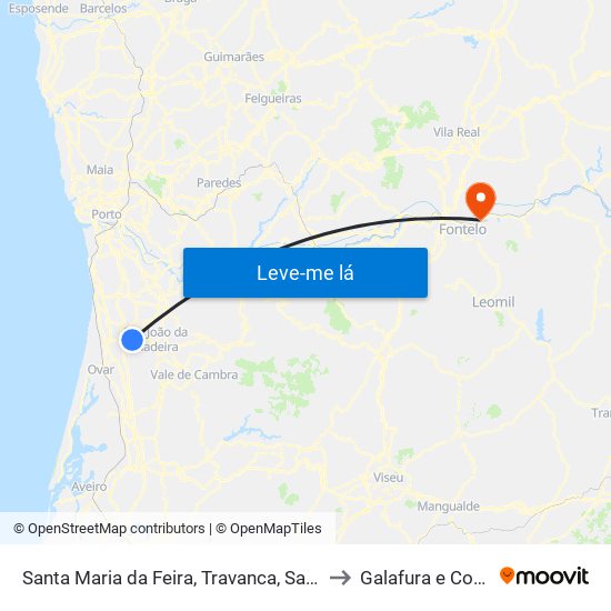 Santa Maria da Feira, Travanca, Sanfins e Espargo to Galafura e Covelinhas map