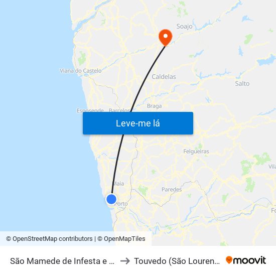 São Mamede de Infesta e Senhora da Hora to Touvedo (São Lourenço e Salvador) map