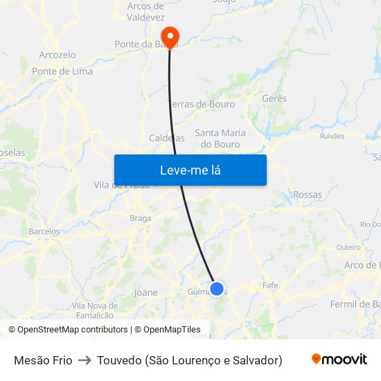 Mesão Frio to Touvedo (São Lourenço e Salvador) map