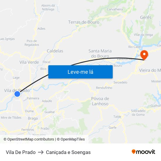 Vila De Prado to Caniçada e Soengas map