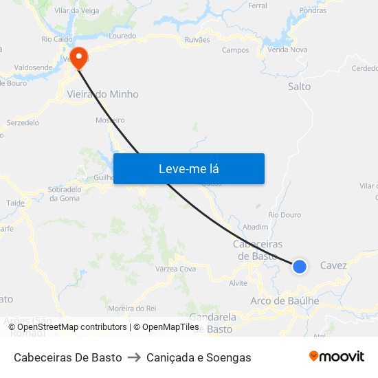 Cabeceiras De Basto to Caniçada e Soengas map