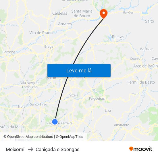 Meixomil to Caniçada e Soengas map