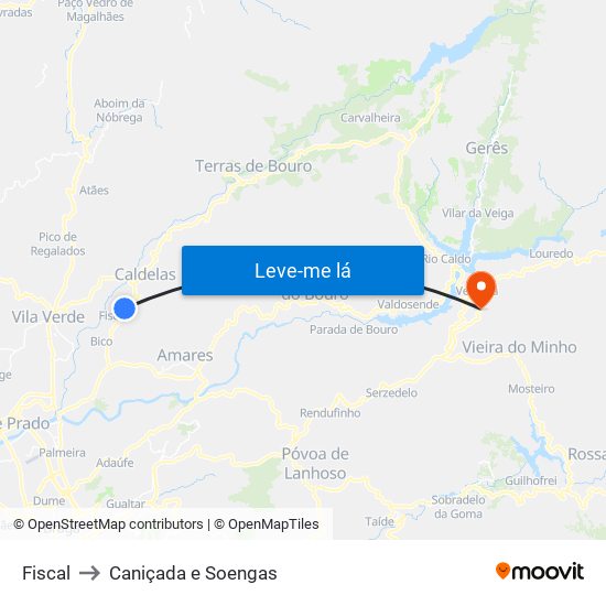 Fiscal to Caniçada e Soengas map