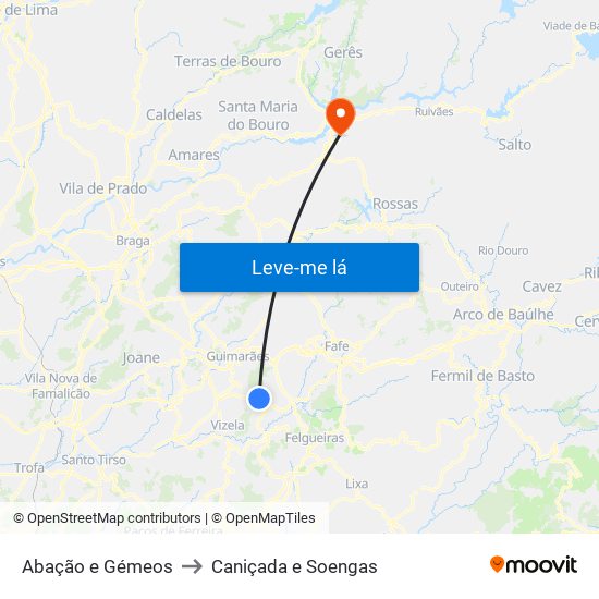 Abação e Gémeos to Caniçada e Soengas map